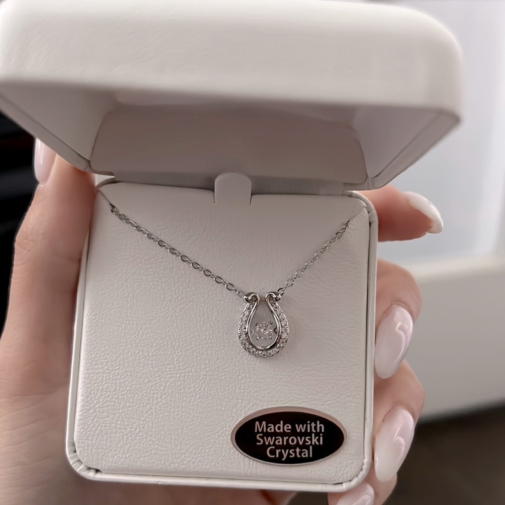 Silver horseshoe crystal necklace